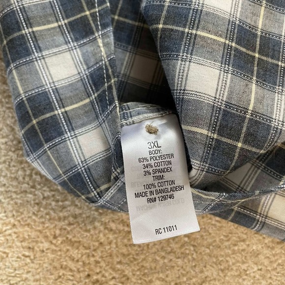 Ridgecut Toughwear Mens 3XL Short Sleeve Plaid Button Down Shirt Navy - Picture 5 of 7